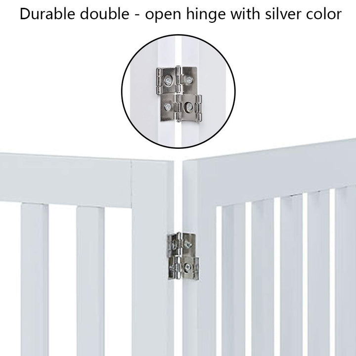 36”H Free Standing Pet Gate for Dog Cat, Tall Wooden Dog Gates for Doorway, Stairs, Foldable Pet Fence for The House, Expandable Dog Barrier, Indoor Use, White