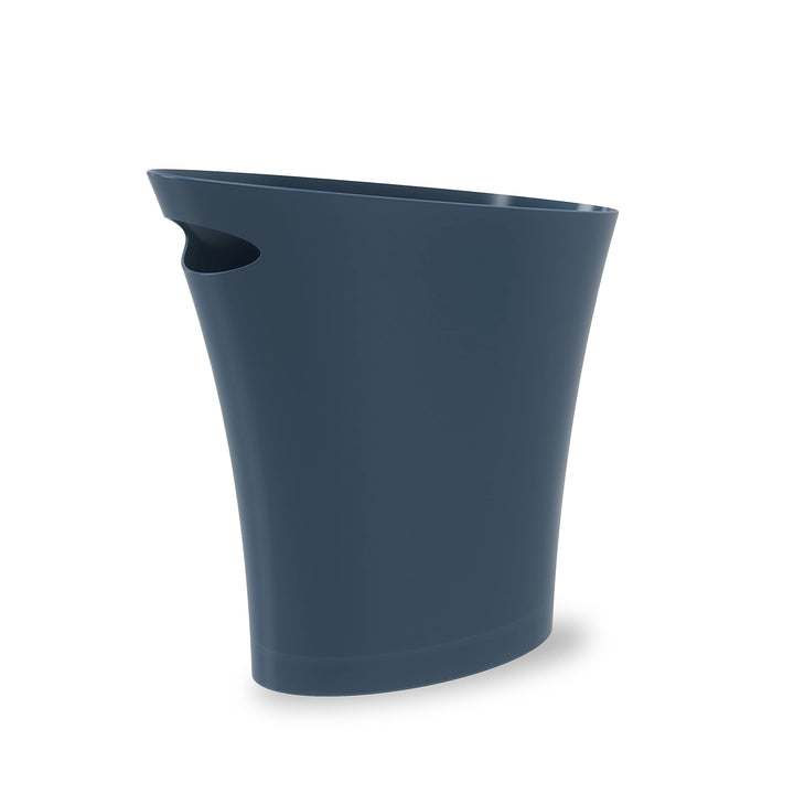 Skinny Small Trash Can, 2-Gallon Garbage Wastebasket Bin for Small Spaces – Ideal for Bathroom, Office, Bedroom and More, Denim