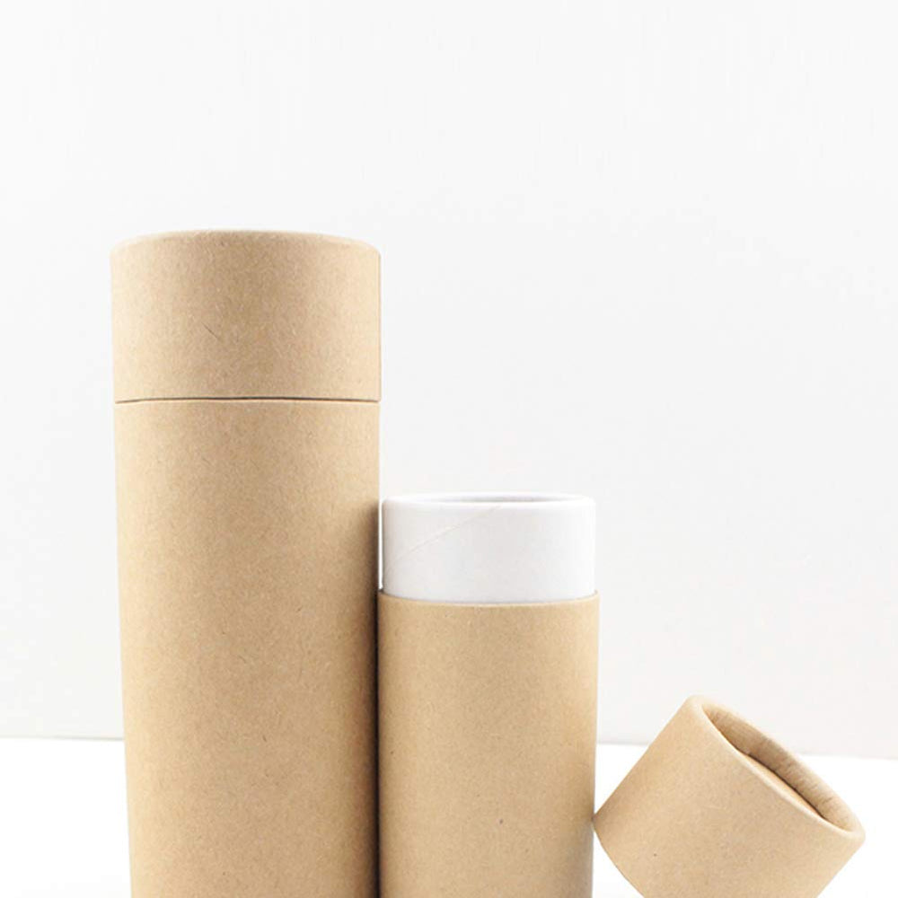 4pcs Empty Kraft Paper Jar Tube Essential Oil Bottle Packaging Box Gift Paper Tube for Tea Coffee Cosmetic Crafts Packing Box With Lid Round Paper Cardboard Boxes (100ml)