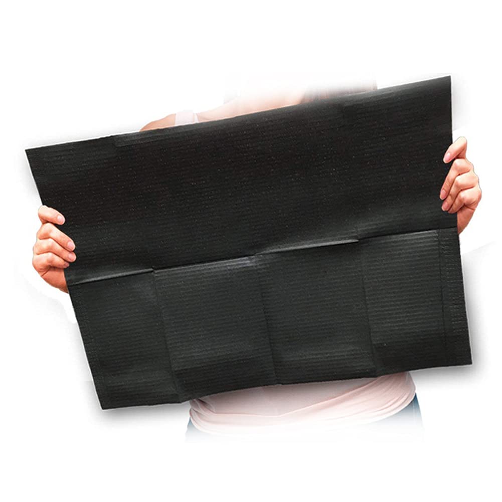 25 Pieces Disposable Tattoo Bibs 3 Ply Dental Bibs Patient Bibs Tattoo Table Covers Clean Pad Tattoo Tray Covers Tattoo Table Mat Tattoo Supplies(Black)