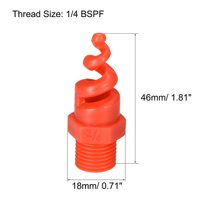 Spiral Cone Atomization Nozzle, 1/4BSPF PP Sprinkler, 8 Pcs