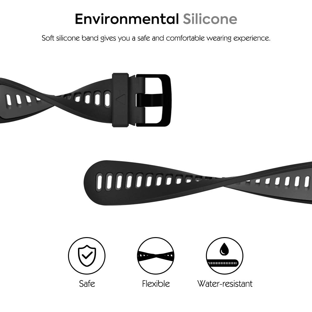 Watch Band Compatible with Garmin Forerunner 220/230/235/620/630/735XT, Soft Silicone Women Men Adjustable Sport Strap Fit Garmin Forerunner 735XT/220/230/235/620/630 - Black & Gray