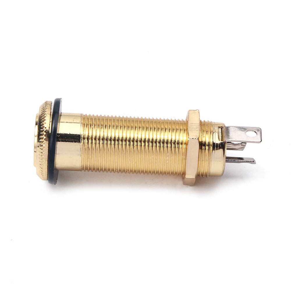 Stereo Copper Guitar Bass Barrel Jack Cylinder Input/Output Jacks 4 Pins Gold