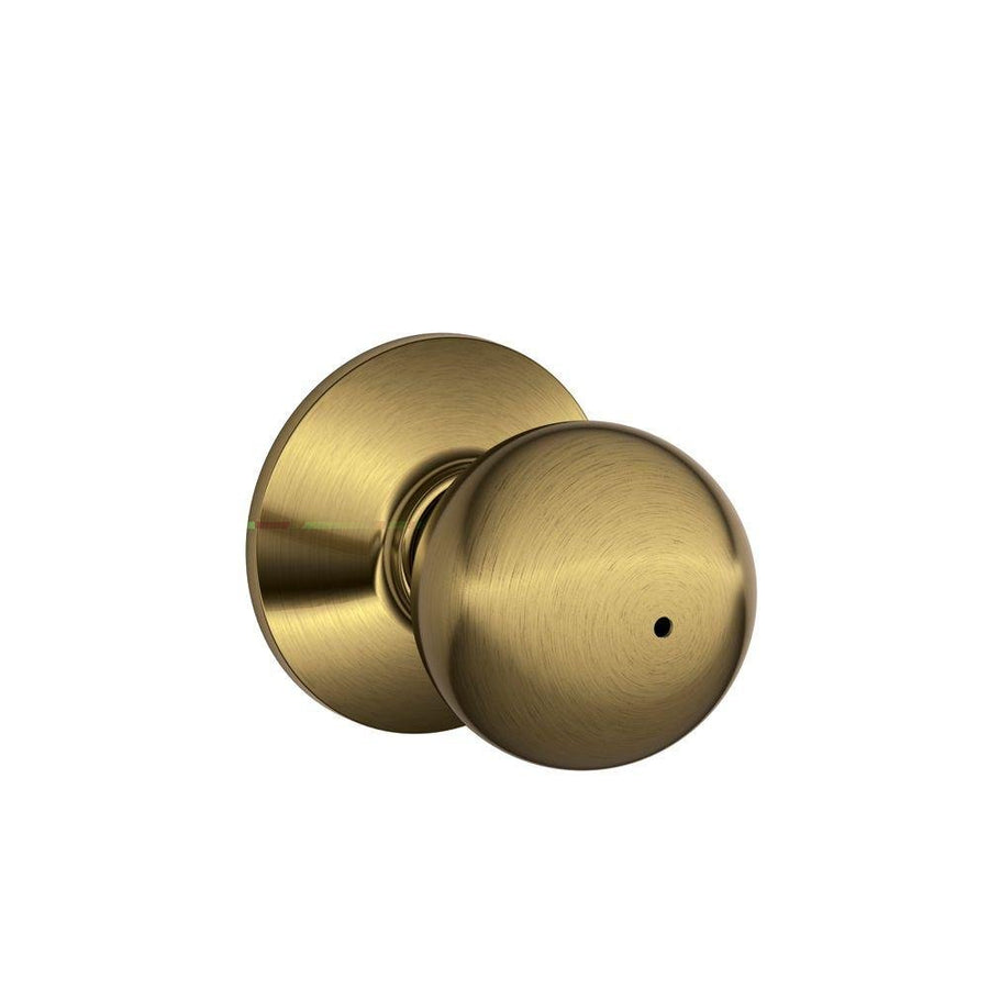Schlage F40ORB609 Orbit Privacy Door Handle Knob, Antique Brass