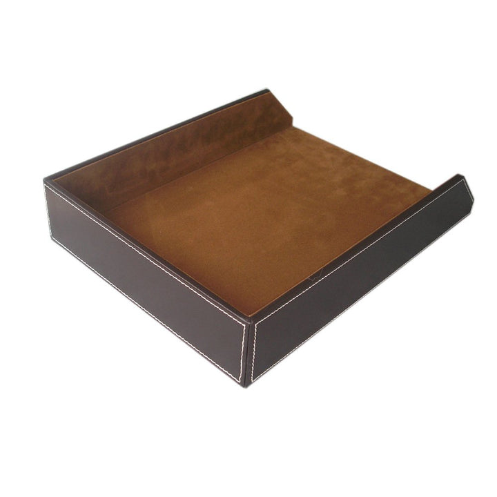 Letter Tray, PU Leather Paper Organizer Tray for Desk, Paper Organizer Storage Holder for Office Home or School A4 Size Brown