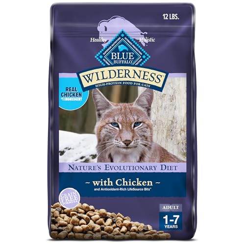 Wilderness Natural Adult Dry Cat Food, High-Protein and Grain-Free Diet, Supports Healthy Muscle Development and a Healthy Immune System, Chicken, 12-lb. Bag
