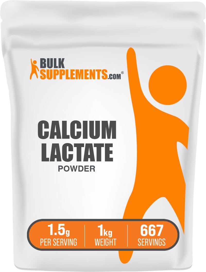 .com Calcium Lactate Powder - Calcium Supplement Powder, Food Grade - Pure & Gluten Free, 1.5g per Serving, 1kg (2.2 lbs) (Pack of 1)