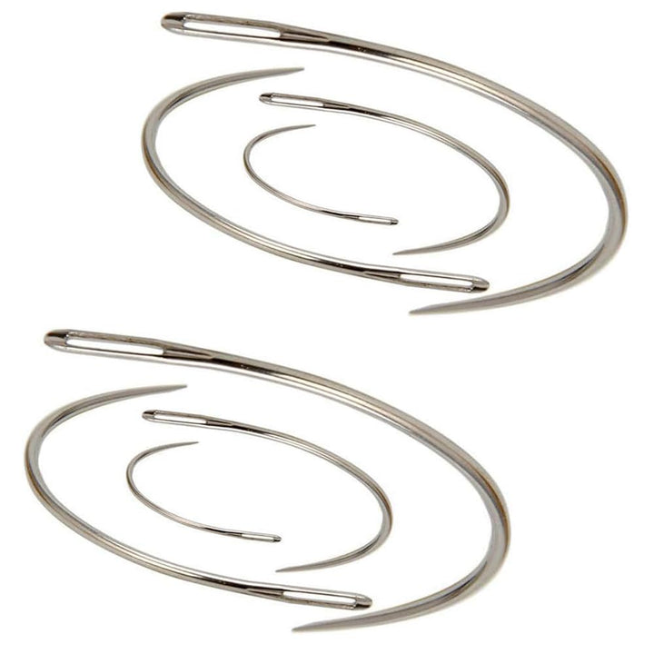 2 Sets 2'' / 2.5'' / 3 ''/ 3.5 '' Curved Leather Hand Sewing Needles C Type Needles for Carpet Leather Canvas Repairing Weaving Crafts