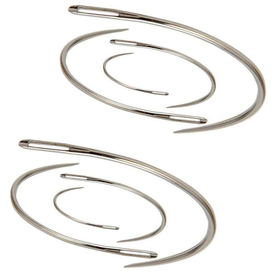 2 Sets 2'' / 2.5'' / 3 ''/ 3.5 '' Curved Leather Hand Sewing Needles C Type Needles for Carpet Leather Canvas Repairing Weaving Crafts