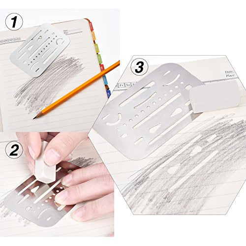 3 Pieces Eraser Shield Eraser Template Drafting Metal Erasing Shield Stainless Steel for Drawing Drafting Tool Artists