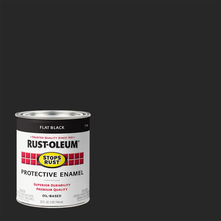 7776502 Protective Enamel Paint Stops Rust, 32-Ounce, Flat Black, 1 Quarts (Pack of 1)