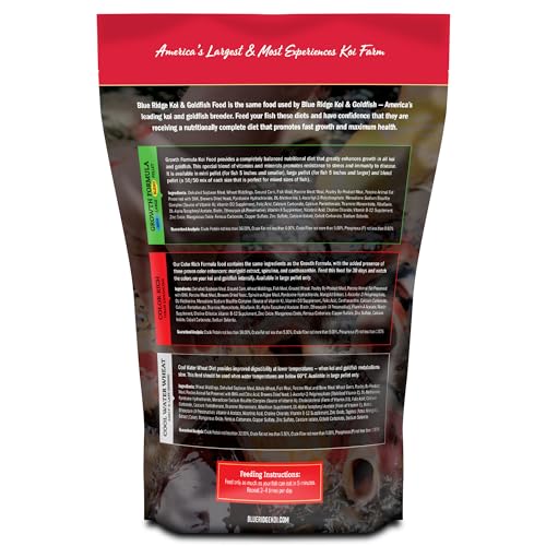 Blue Ridge Koi Fish Food 2lb - Koi Food Mini Growth Formula, Goldfish Food, Premium Fish Food for Ponds, Ponds Fish Food, Floating Pond Pellets