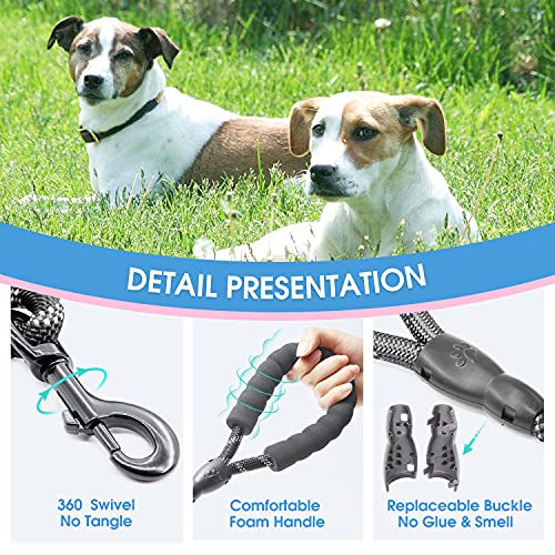 2/4/5/6 FT Dog Leash with Comfortable Padded Handle and Highly Reflective Threads for Small Medium and Large Dogs (5FT-1/2'', Black)