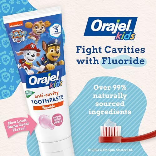 Kids Paw Patrol Anti-Cavity Fluoride Toothpaste, Natural Fruity Bubble Flavor, 4.2oz Tube