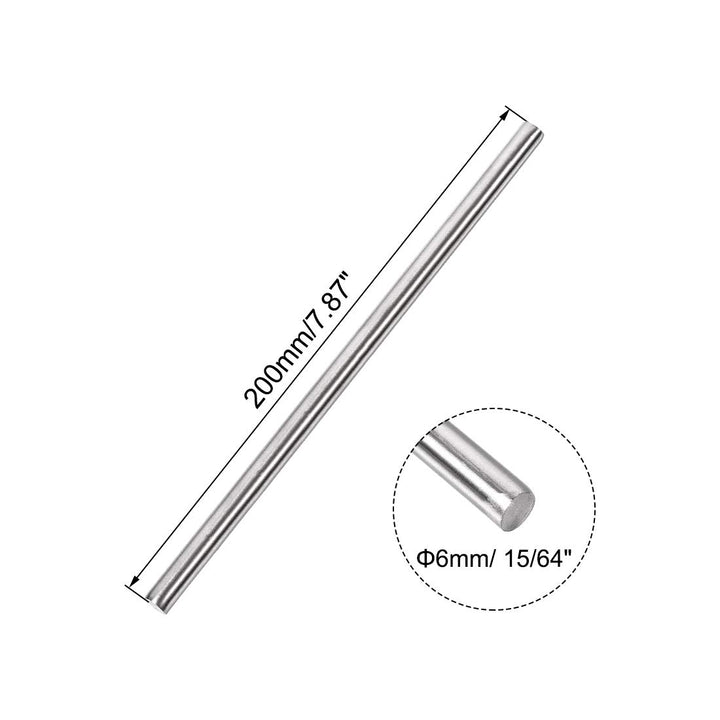 6mm x 200mm 304 Stainless Steel Solid Round Rod for DIY Craft - 5pcs