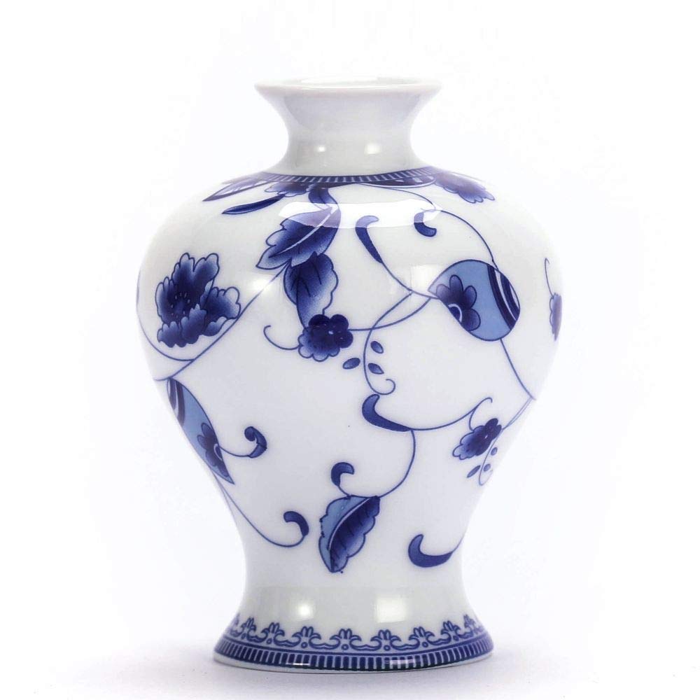 Chinese Ceramic Vase Set - Small Blue and White Porcelain Vases, Fambe Glaze Porcelain Vases Set of 3, Classic Ceramic Flower Vases for Home Table,Bookshelf, Cupboard Décor