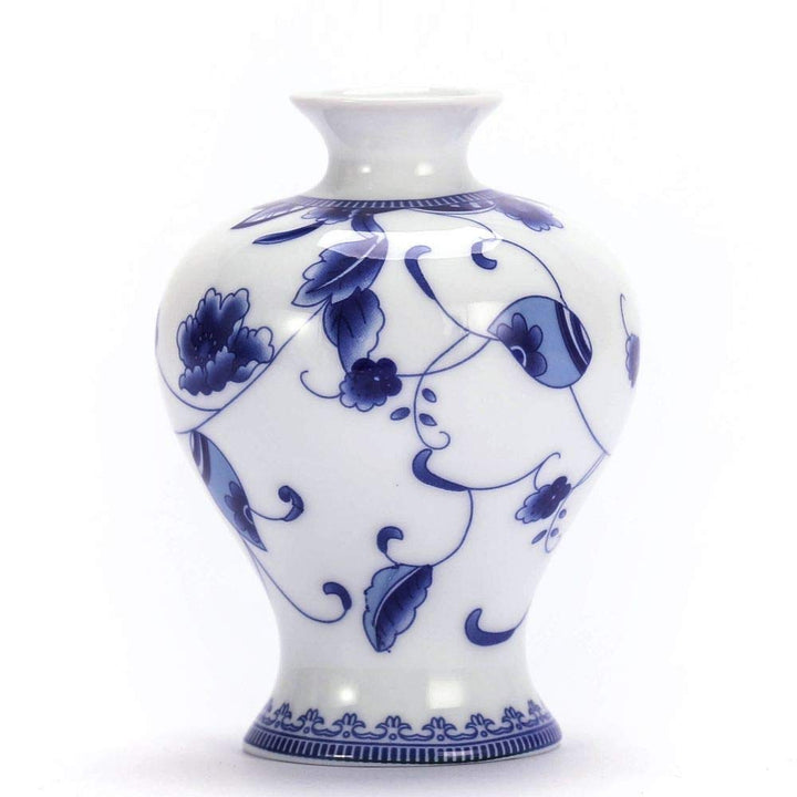 Chinese Ceramic Vase Set - Small Blue and White Porcelain Vases, Fambe Glaze Porcelain Vases Set of 3, Classic Ceramic Flower Vases for Home Table,Bookshelf, Cupboard Décor