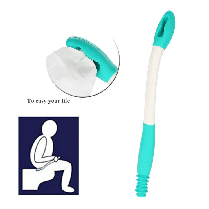 Bottom Bum Wiper, 15.7 Long Handle Toilet Aids Tools, Reach Comfort Bottom Wiper Holder Toilet Paper Tissue Grip Self Wipe Aid Helper Pre-Moistened Wipes