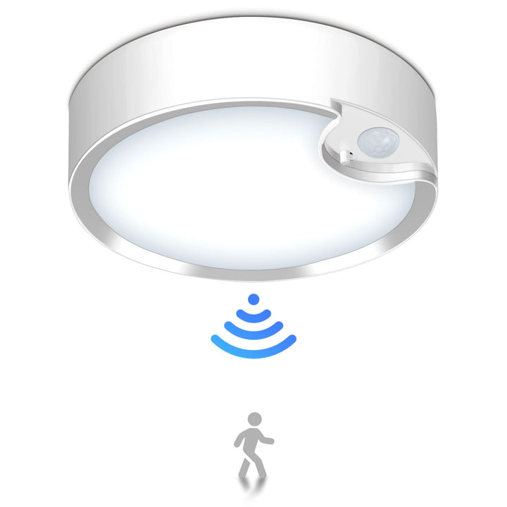 Motion Sensor Ceiling Light Battery Operated Battery Powered Ceiling Light with 400LM 6000K 7.8 inch Motion Activated Light for Closet Stair Hallway Shower Shed Garage Pantry Basement Porch