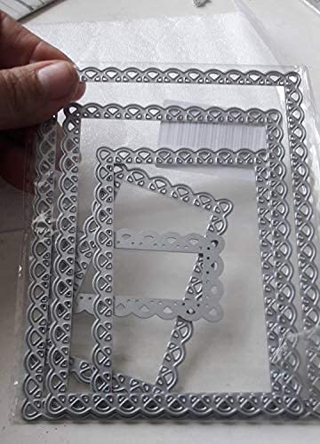 5 Pcs/Set Nested Stitched Scallop Rectangle Frame Cutting Dies,DIY Artist Metal Cutting Dies Stencils Metal Cutting Dies Scrapbooking Crafting Paper Card Make Emboss Stencil Templat 10.7X13.10 cm