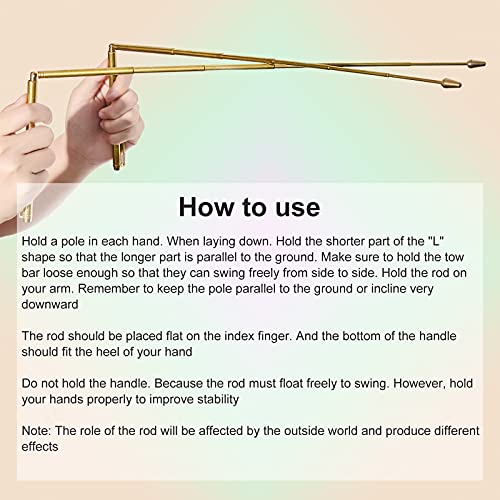 3 Pieces Divining Rods Copper and Dowsing Pendulum for Ghost Hunting, Energy Healing, Divining Water includes 2 Retractable Divining Rods with Copper Handle and 1 Pendulum Pendant(Gold)