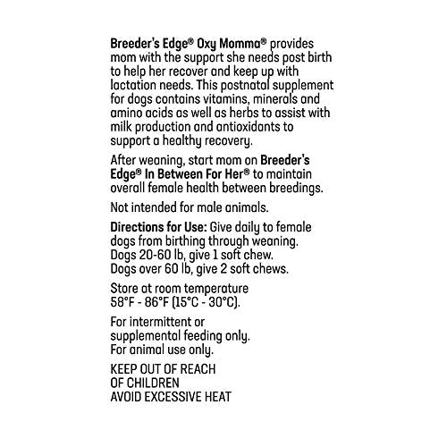 Breeder's Edge Oxy Momma- Nursing & Recovery Supplement- for Medium & Large Dogs- 40ct Soft Chews