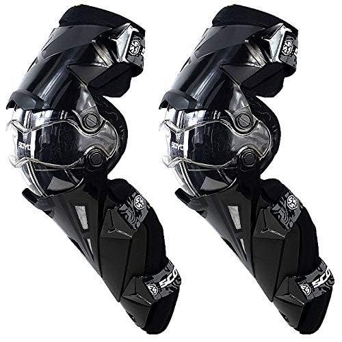Racing Knee Guards,PP PE Hard Collision Avoidance Crashproof Rotatable for Moto/ATV/BMX K12 (Black)