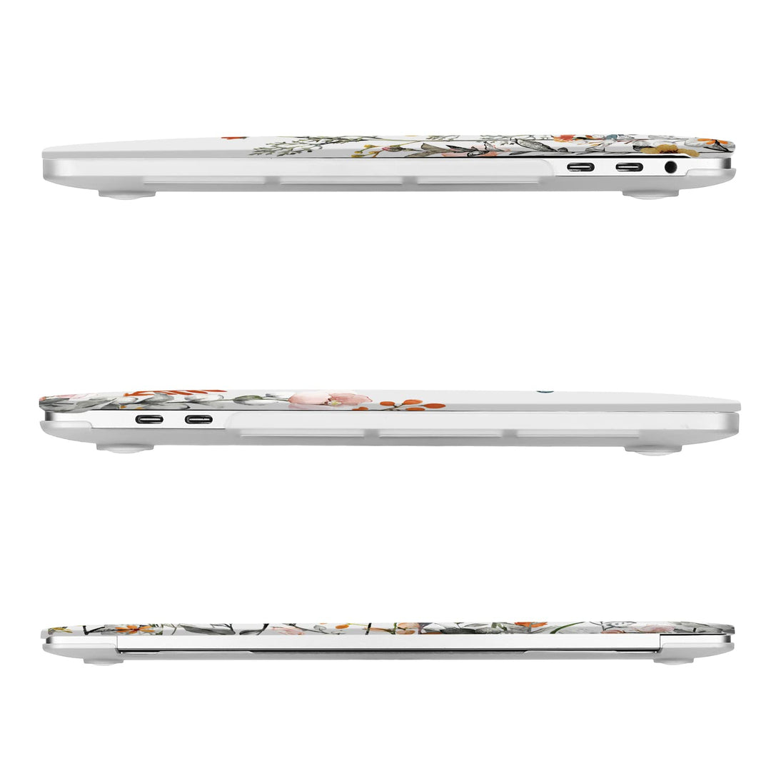 Compatible with MacBook Pro 13 inch Case 2024, 20223, 2022-2016 M2 M1 A2338 A2251 A2289 A2159 A1989 A1708 A1706, Plastic Garden Flowers Hard Case&Keyboard Cover&Screen Protector, Transparent