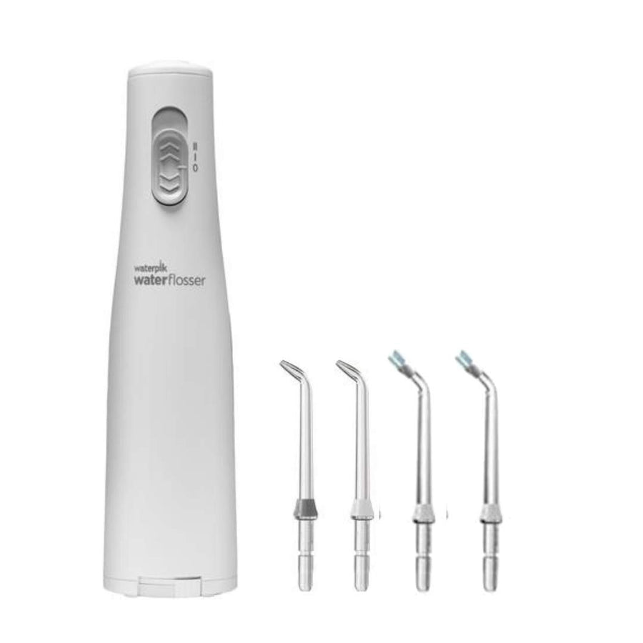 WF02 Cordless Express Water Flosser and Replacement Plaque Seeker Tips Pack of 2 for Implants and Dental Work, Battery Operated, Portable & Waterproof