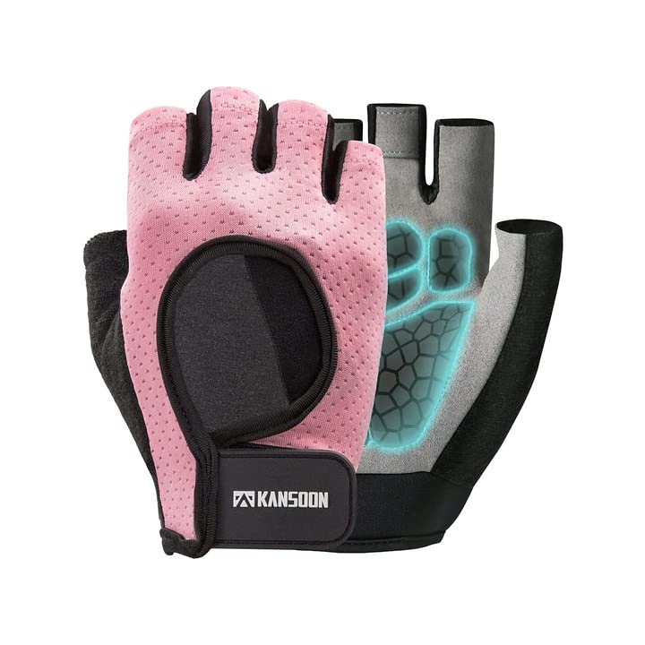 Ecotechnology Workout Gloves, Best Exercise Gloves for Weight Lifting, Cycling, Gym, Training, Powerlifting, Hanging, Breathable & Fingerless Gloves, for Men & Women (Medium, Pink)