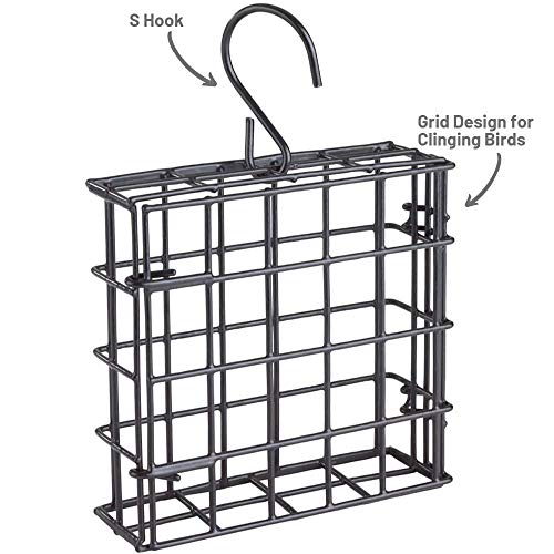 Suet Cage Bird Feeder, Fruit and Suet Feeder, Single Cake Capacity ,Black