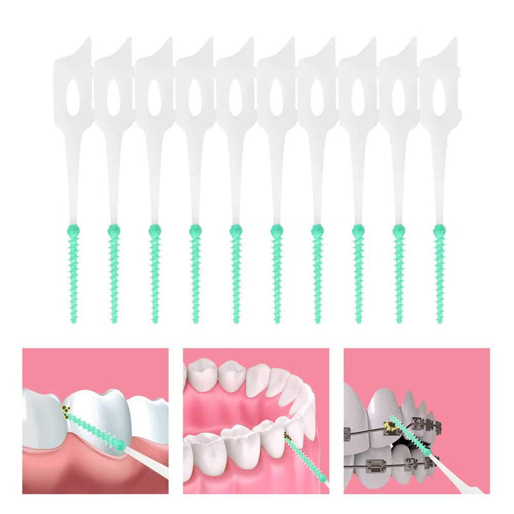 Silicone Dental Pick Interdental Brush Teeth Stick Soft Toothpick Oral Hygiene Care Tools 2 Travel Cases 1 Refill 240 Count