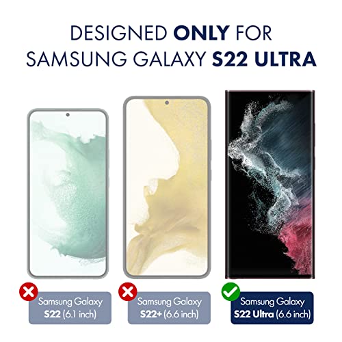[2+2 Pack DRY-Militaryshield for Samsung Galaxy S22 Ultra Screen Protector (Not Glass) + Camera Lens Tempered Glass Protector, Support Fingerprint Sensor (Dry Installation)