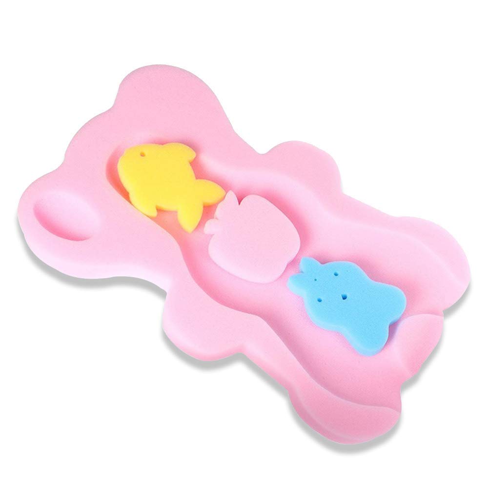 Baby Infant Bath Sponge Baby Bath Mat Newborn Cushion, Pink