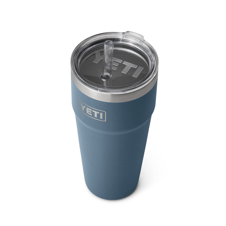 Rambler 26 oz Straw Cup, Vacuum Insulated, Stainless Steel with Straw Lid, Nordic Blue