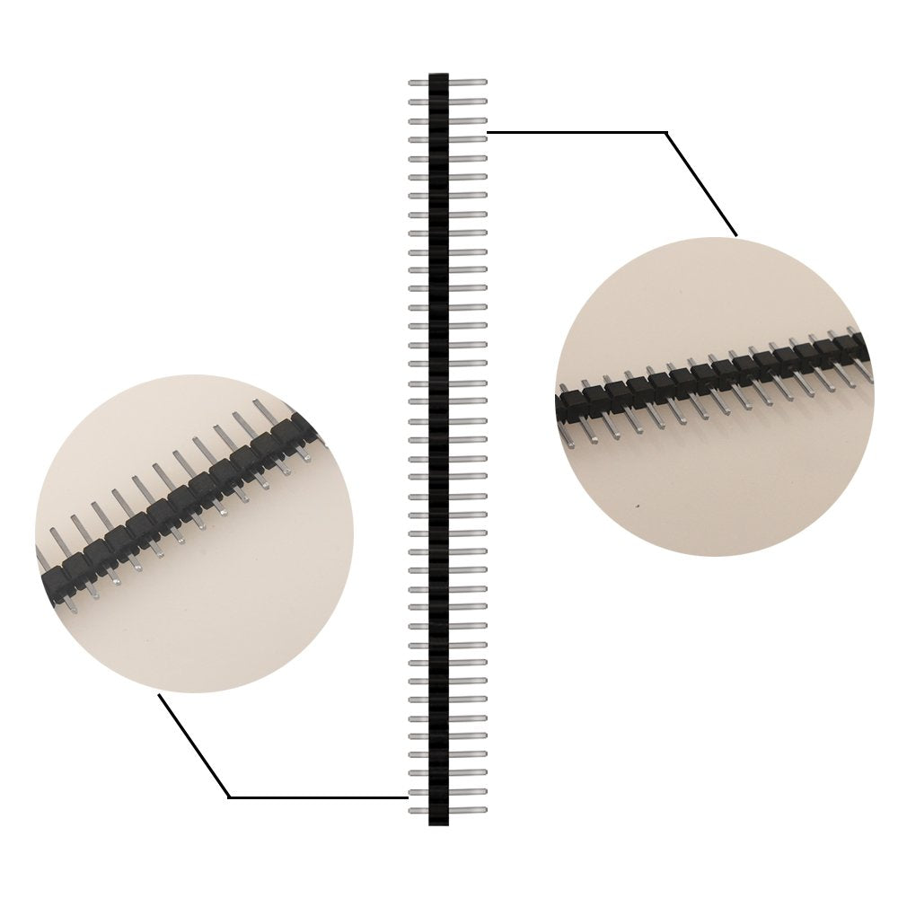 60 Pieces Breakaway Pin Header, 40 Pin 2.54mm Straight Single Row Male Pin Header Connector for Arduino Prototype Shield