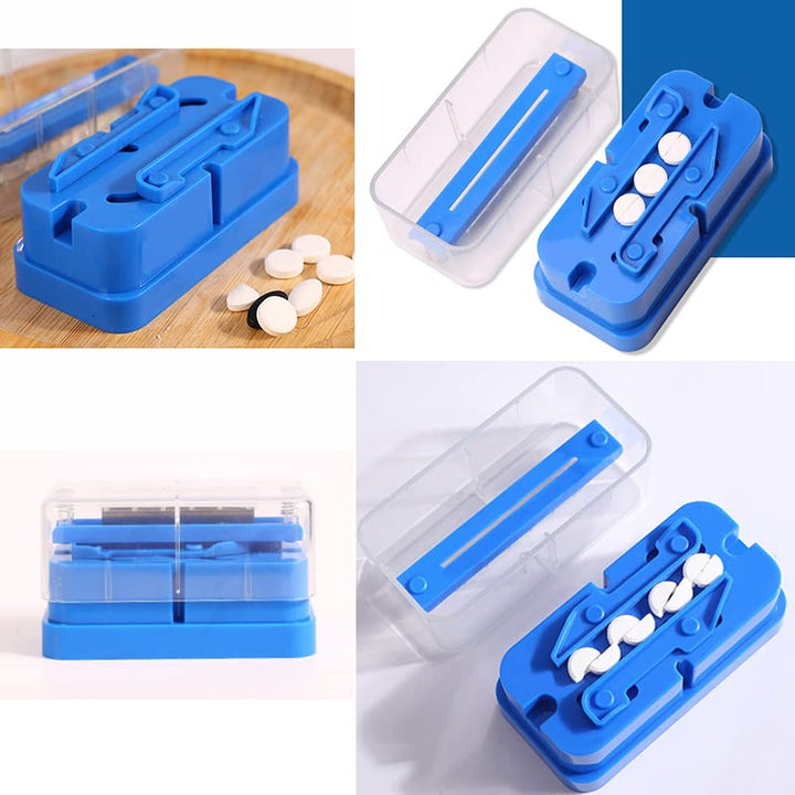 Pill Cutter, Adjustable Pill Splitter for Multiple Big/Small Pills, Stainless Steel Cutting Blade and Blade Guard, Even Cut for Splitting and Quartering Round or Oblong Pills…