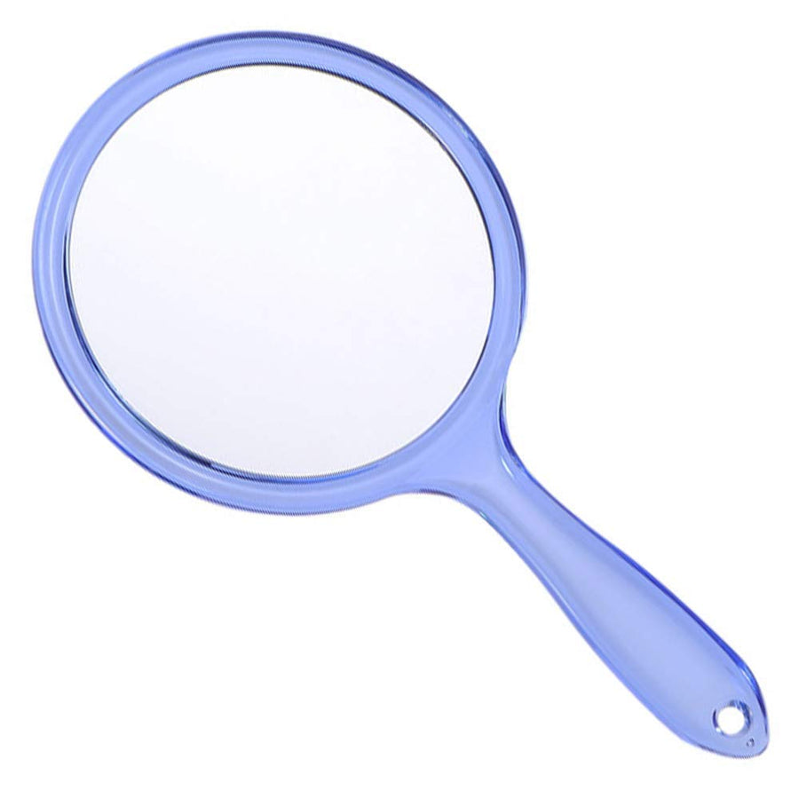 Makeup Hand Mirror, Double-Sided 3X 1x Magnifying Large Travel Handheld Mirror Cosmetic Mirror Acrylic Clear Finish Round Mirror (Blue)