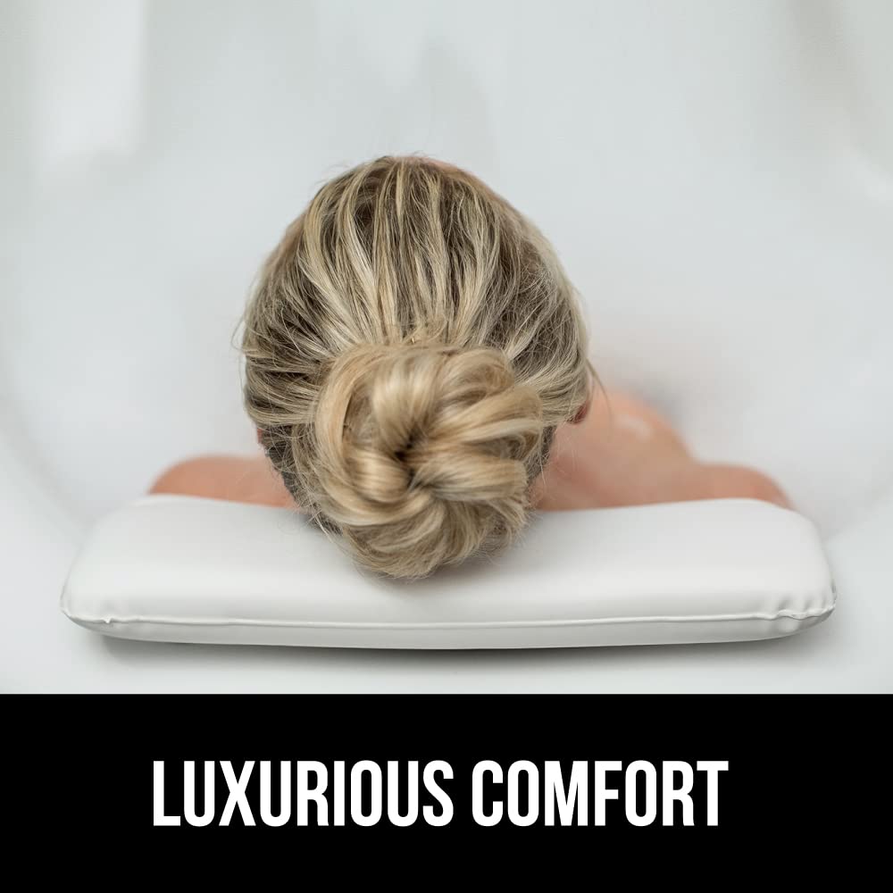 Bath Pillow for Tub, Comfortable Bathtub Pillows for Neck Head and Back Support, Strong Suction Waterproof Headrest, Cushion Rest for Curved or Straight Tubs, Spa Accessories, White
