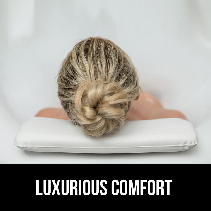 Bath Pillow for Tub, Comfortable Bathtub Pillows for Neck Head and Back Support, Strong Suction Waterproof Headrest, Cushion Rest for Curved or Straight Tubs, Spa Accessories, White