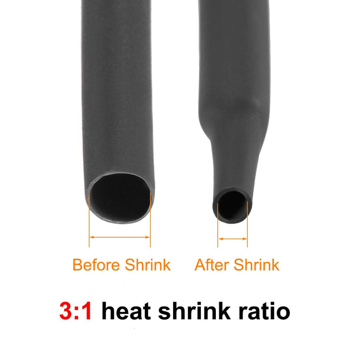 Heat Shrink Tubing, 3/16(4.8mm) Dia 8.9mm Flat Width 3:1 Rate Shrinkable Tube Cable Sleeve 10ft - Black