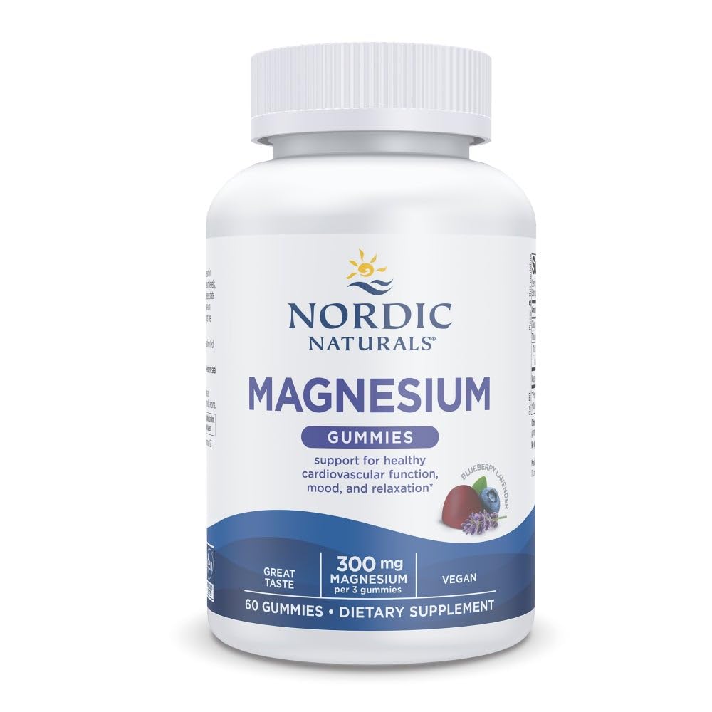 Magnesium Gummies for Adults, Blueberry Lavender Flavor - 60 Gummies - Vegan Magnesium Supplement for Mind, Mood, and Cardiovascular Support - Non-GMO - 20 Servings