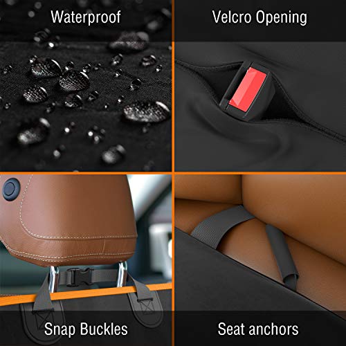 Dog Car Seat Cover Car Seat Protector- Dog Seat Cover for Back Seat of SUVs, Trucks, Cars - Waterproof & Convertible Dog Hammock for Car Backseat - Dog Travel Accessories- Orange