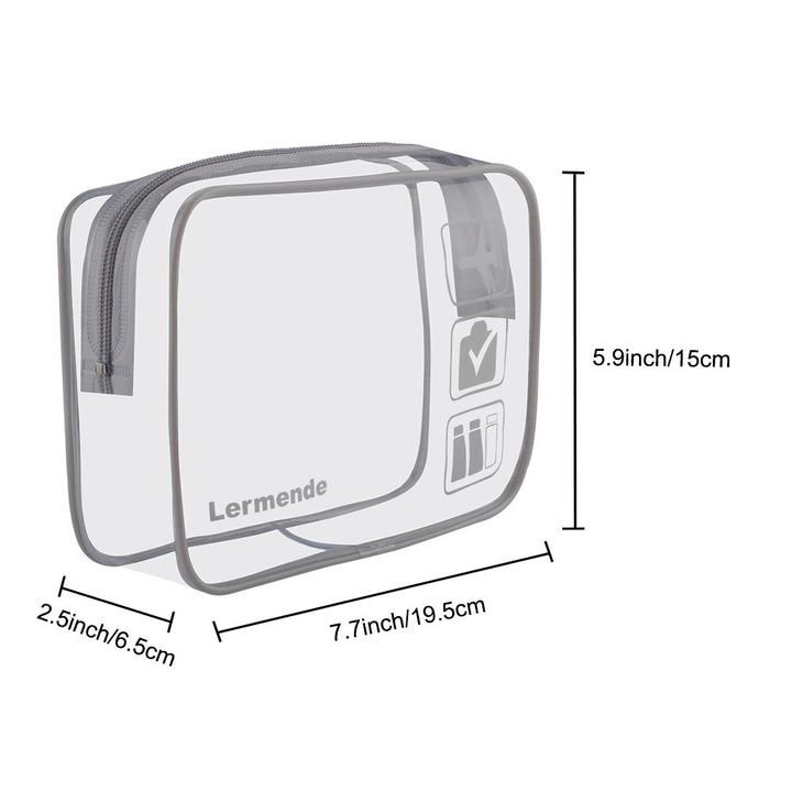 2pcs Clear Toiletry Bag TSA Approved Travel Toiletry Bag, Carry On Airport Airline Compliant Bag Quart Sized 3-1-1 Kit Luggage Pouch (Grey)