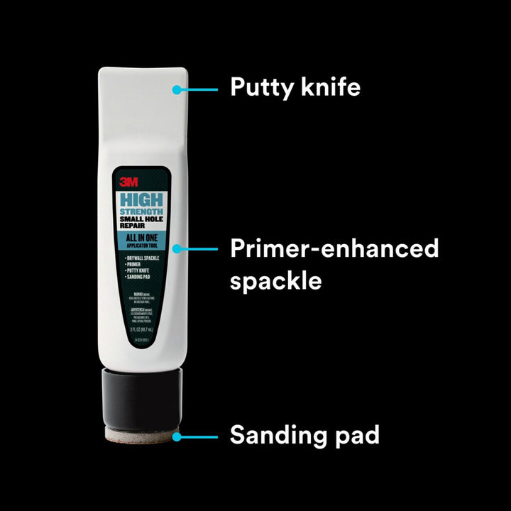 Small Hole Repair High Strength, All in One Applicator Tool, 1-Pack, Quick and Easy Repair for Nicks and Nail Holes, Includes Putty Knife, Spackle, and Sanding Pad For Wall Repairs (SHR-3-AIO)