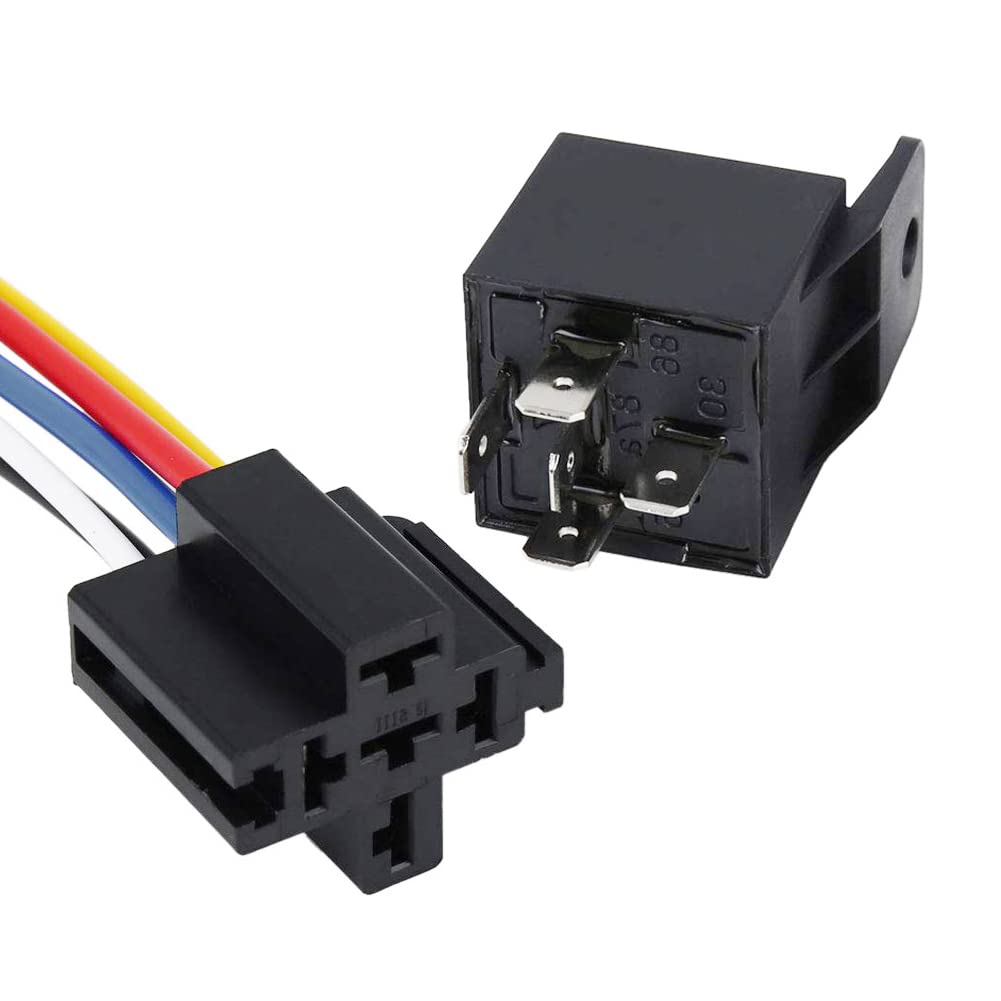 40 Amp 24V DC SPDT Relay Socket - Waterproof 5 Pin Relay Harness (wiress) Plug, Replaces Type: JD-2914 (5pcs) Relay Socket