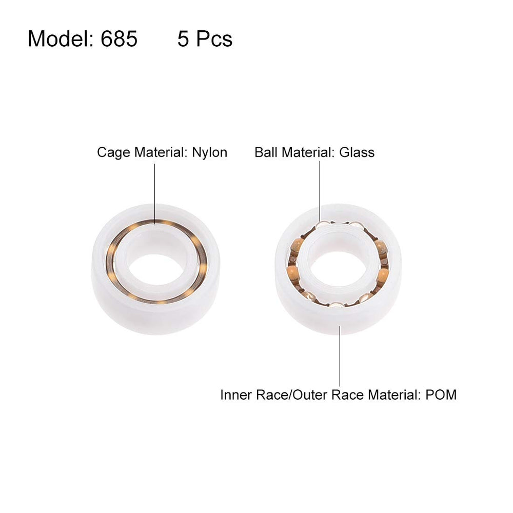 685 Plastic Bearings 5x11x3mm Glass Ball Nylon Cage 685 Bearings 5pcs