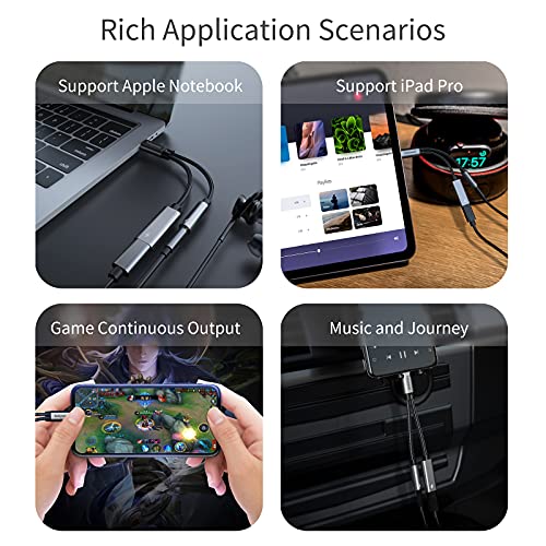 USB c to 3.5mm Headphone and Charger Adapter,2 in-1 USB C PD 3.0 Charging Port to Aux Audio Jack and Fast Charging Dongle Cable Cord Compatible with iPhone 16/15Prob Samsung Galaxy S22 S21 S20 Pixel
