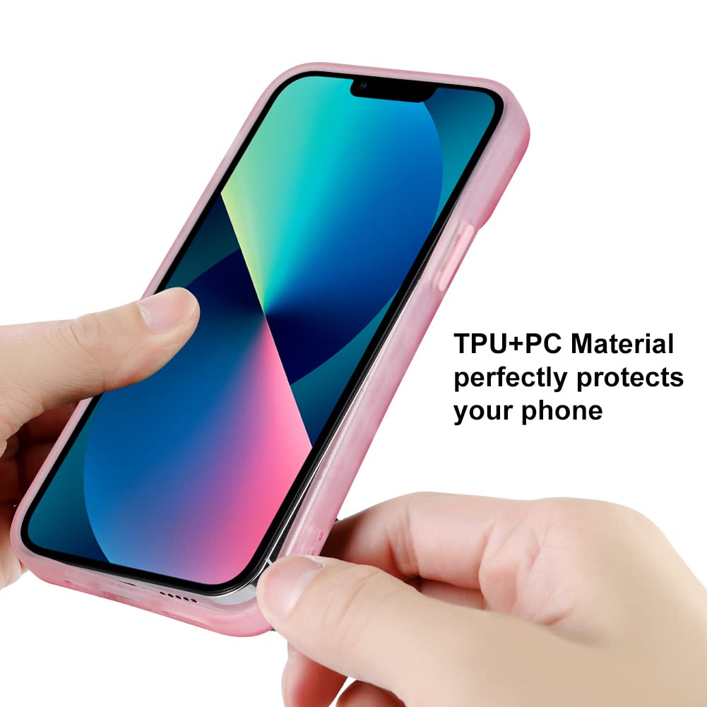 Compatible with iPhone 13 Case Pink Strawberry Cute Pattern Soft TPU Case for Girls Women + 1* Screen Protector, Camera Hole Protective Phone Case