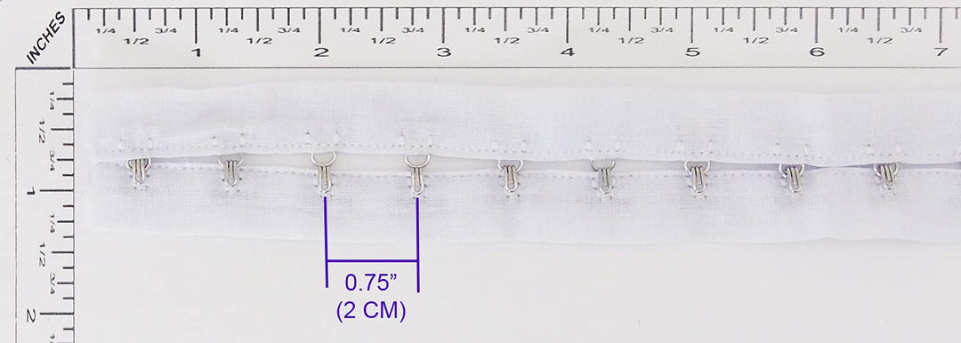 2 Yards Pair Hook and Eye Trim- 0.75 SPACING- Silver Metal On White Cotton Tape Ribbon Edging Cordage for Corset Sewing Quilting Renaissance Dance Bridal Costumes Drapery Home décor- #45-WH-75-2Y